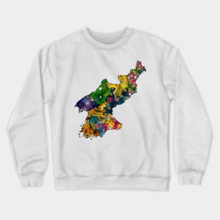 Spirograph Patterned North Korea Provinces Map Crewneck Sweatshirt